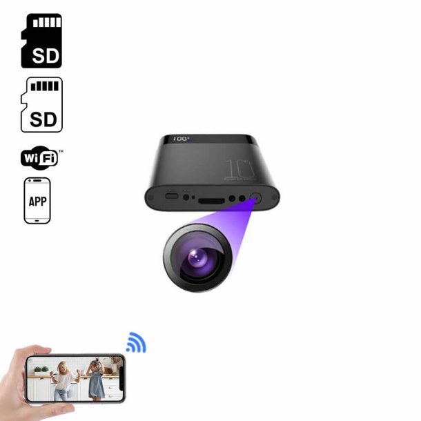 Spion Wifi Powerbank - Med indbygget kamera