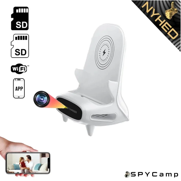 Spion Wifi Telefonoplader - Med indbygget kamera