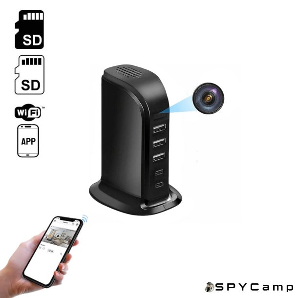 Spion Wifi Oplader  - 5 Usb ports 