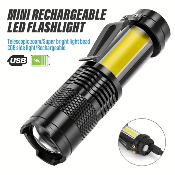 Mini Genopladelig LED Lommelygte