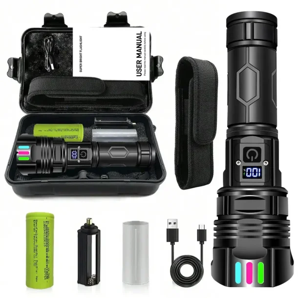 Hj lumen, genopladelig USB lommelygte