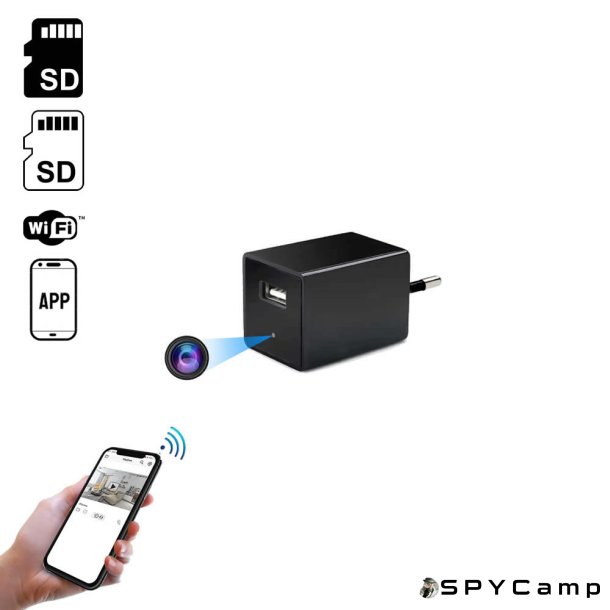 Spion Wifi USB Lader - Med indbygget kamera 